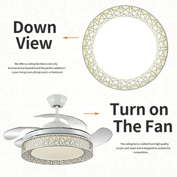 72W 500mm Ceiling Fan Light , 42 Ceiling Fan With Light And Remote