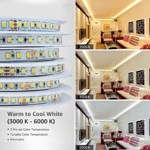 120leds 8mm 12v 6500K White Flexible Smd2835 Led Strip Light for Indoor Decoration