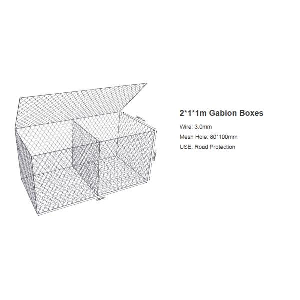 Тяжелое цинковое покрытие ПВК габионная коробка 2x1x0.5 м для повышения производительности