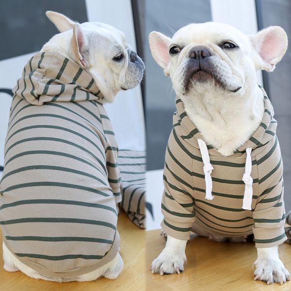 Durable Custom Dog Hoodie Breathable Striped Dog Hoodie Polyester Material Pet Clothing