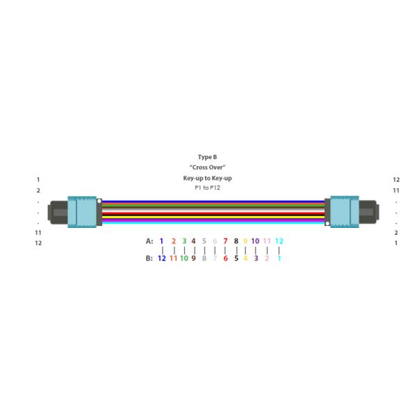 Полярность b элиты кабеля хобота PVC/LSZH MPO MTP ключевая вверх по - ключу вверх для центра данных