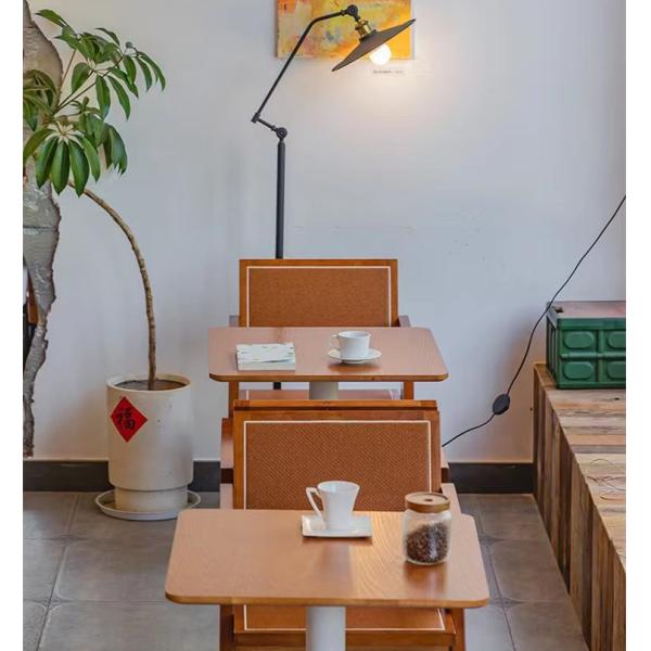 Restaurant Coffee Shop Bistro Commercial Furniture Ash Solid Wooden Dining Set