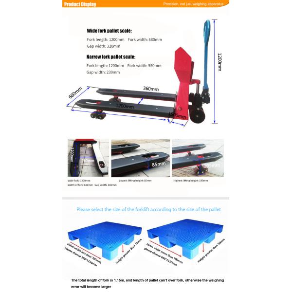 1000KG Digital Pallet Jack Scales , Pallet Jack With Built In Scale Warehouse