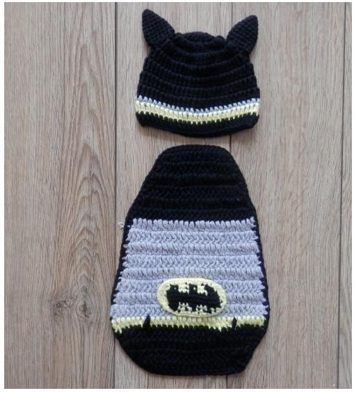 black yellow cartoon Batman hat cap handmade newborn baby Photography Prop beanie set Anim