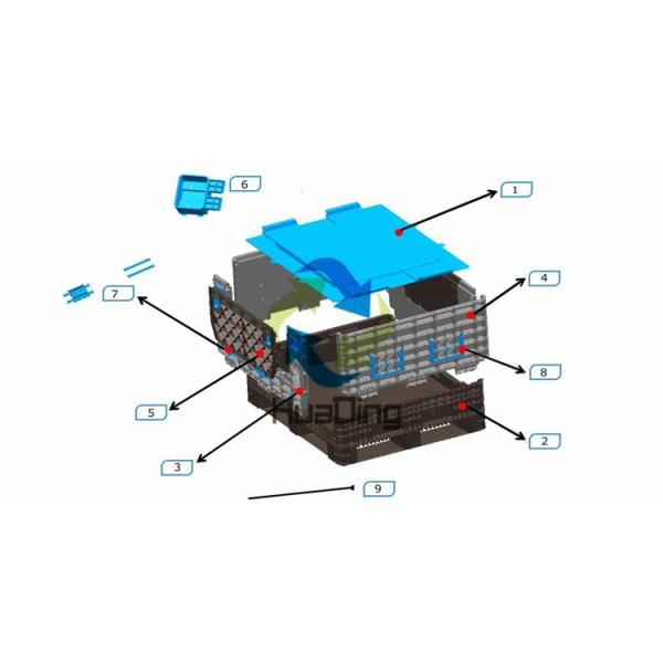 1T Dynamic Load Foldable Plastic Pallet Box Container Single Faced Style and Durable