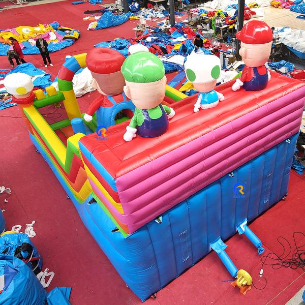 Kids Outdoor Playground Mario Theme Air Trampoline Inflatable Bouncy Castle with Slide