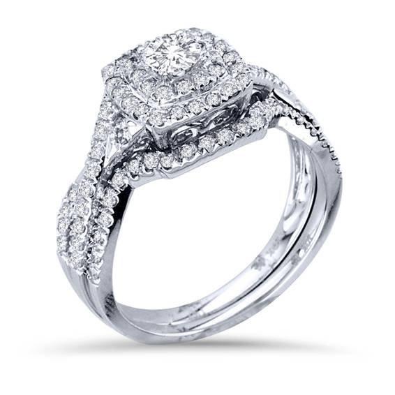 43PCS 0.43ct Diamond Engagement Wedding Rings 18K White Gold Color ODM