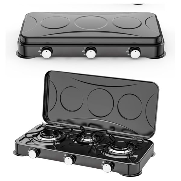 Portable Three Burner Gas Stove Offering Versatile Cooking Solutions with Adjustable Flame and Robust Construction