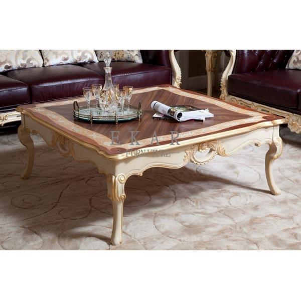 Wholesale High Gloss Finished Italian Classic Wooden Carving Tea Table