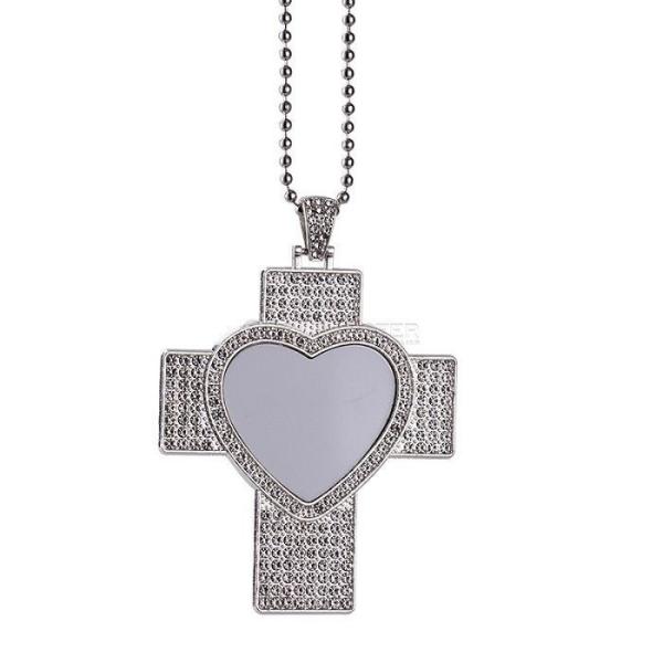 Hip Hop Men Cross Necklace Sublimation Rhinestone Necklace Jewelry Blanks