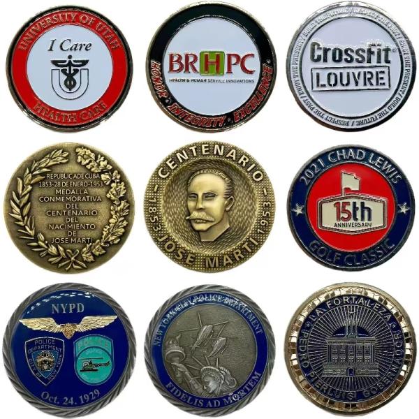 Monedas de metal suave de esmalte personalizado de fabricación de monedas Desafío de doble cara