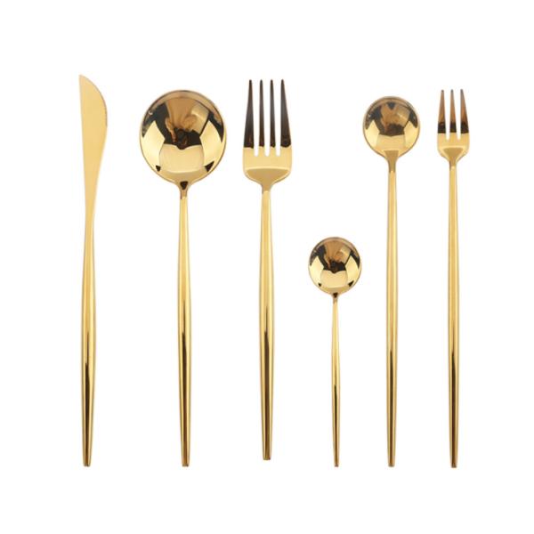 304 High Quality Mirror Gold Stainless Steel Cutlery NC099 Flatware Set Tableware Kitchen Items