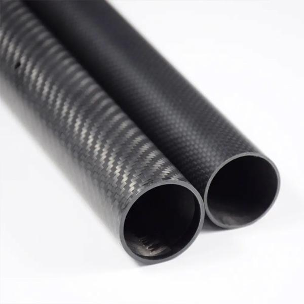 Tubo de fibra de carbono 25 mm x 23 mm x 500 mm Rolo 3K Enrolado 100% Tubo de fibra de carbono Superfície brilhante