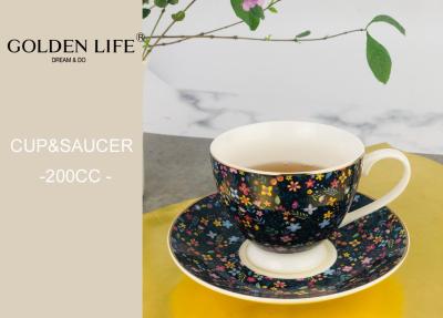 Personalize Floral Cup And Saucer Gift Set Ceramic Flower Pattern Multi Colors