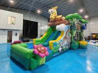 Casa de salto ao ar livre com escorregador Animais da selva Castelo de salto inflável com escorregador Combinação de escorregadores duplos Para alugar