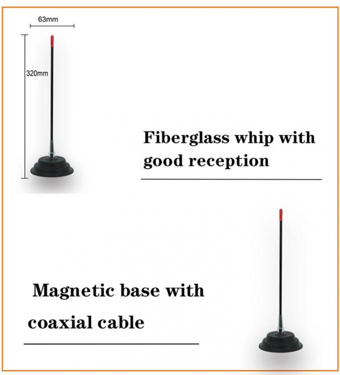 CE IOS Fiberglass Whip 0-1dBi Car TV Antenna With SWR Adjuster Mag Mount HT-C873