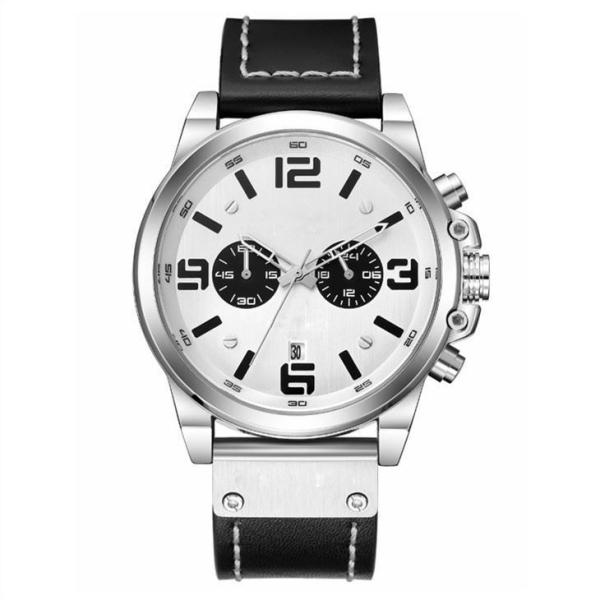 Waterproof Calendar Leather Men Watches Six Pin Sport 4.8cm Dia