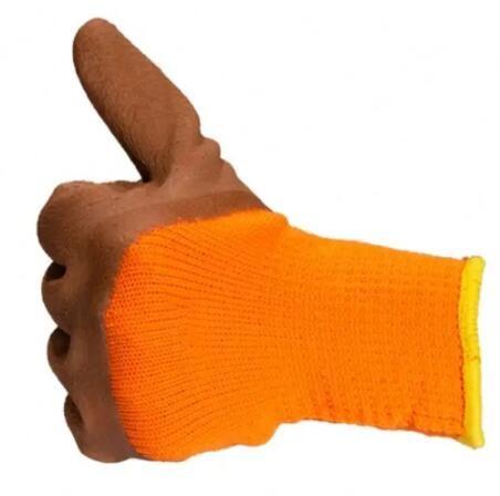 7 Gauge Latex Gloves Orange Terry Liner Latex Coated Gloves For Winter Work
