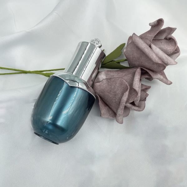 Flower 15ml Essential Oil Bottle Dropper Oval Shape Cap 0.53oz Metallized For Cosmetic