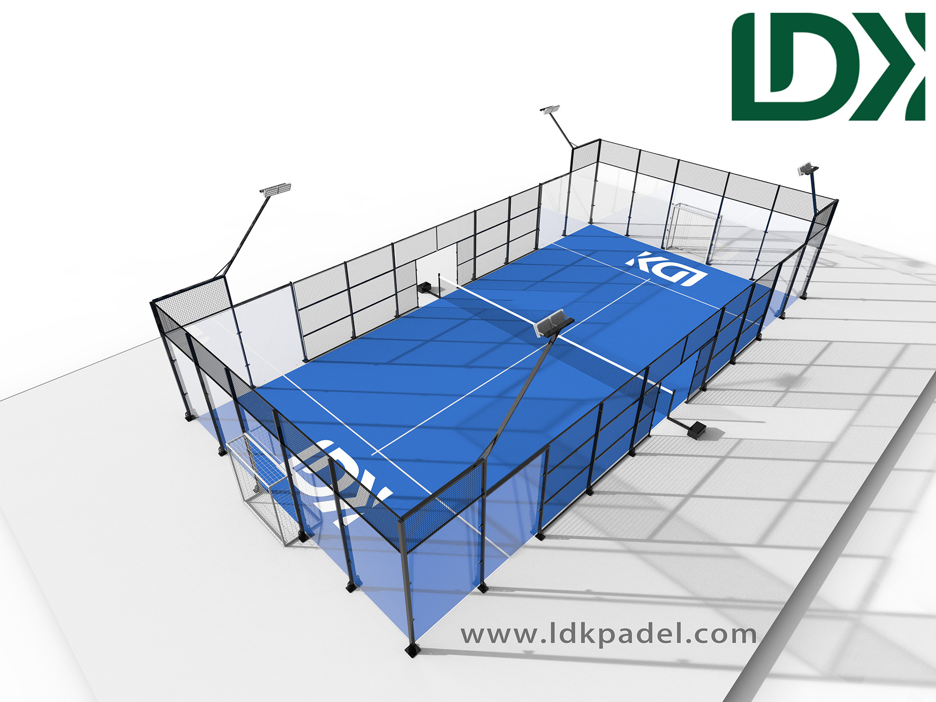 Classic Panoramic Padel Court with Integrated Football Goals