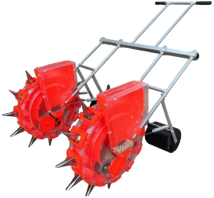 Iron Two Row Manual Seeder Machine Dual Line Sower Precise Robust Planting Equipment