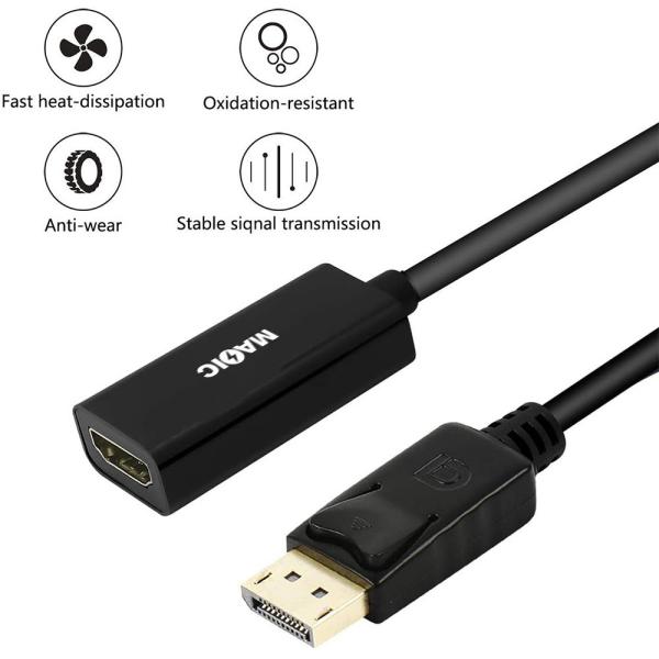 4K DisplayPort - HDMI アダプターケーブル 金メッキ 25cm