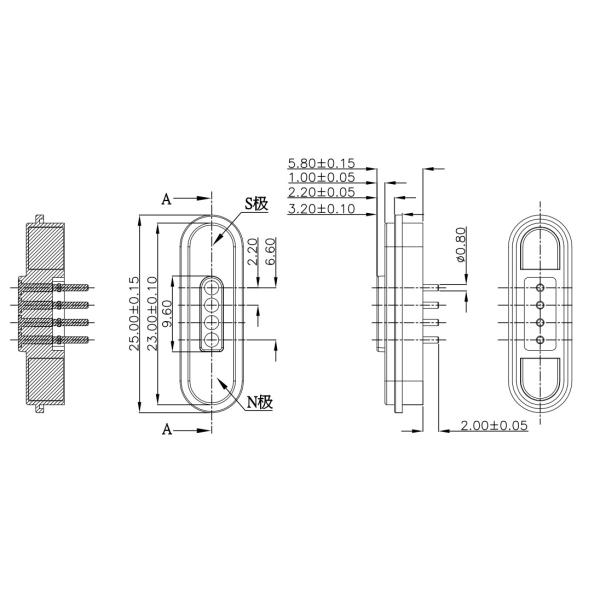 4 Pin Magnetic Charger Connector 3A 4A Magnetic USB Charging Cable For Burglar Alarm