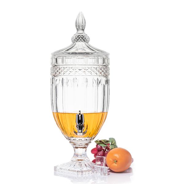 Factory price lead-free crystal glass 4.5L glass juice beverage dispenser with tap