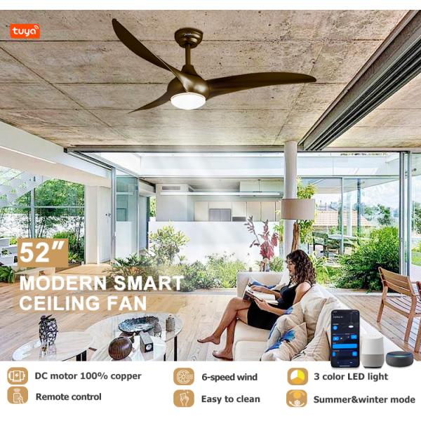 1stshine/OEM Logotipo Ventilador de teto Luz com controle remoto e Smart APP 6 velocidades 3 lâminas