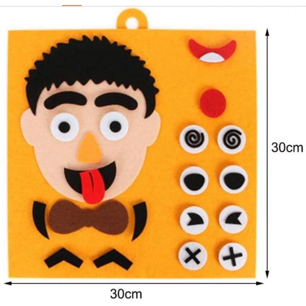Felt Puzzle Toys Kids DIY Facial Expression Emotion Changing for Children Learning Education Velcro Sticks 30 X 30cm