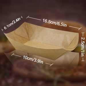 Kraft Paper Recyclable Eco-Friendly Food Serving Boats Take Out Food Trays Party Supplies For Tacos, Nachos