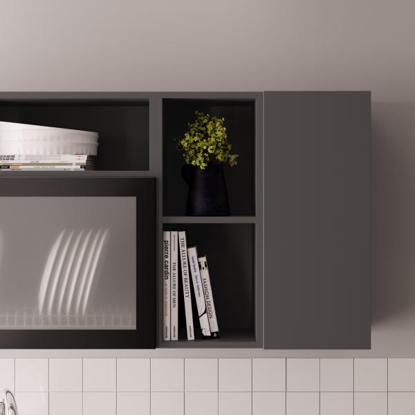 Customized Modern Wood Veneer Kitchen Cabinet Set Minimalist Kitchen System