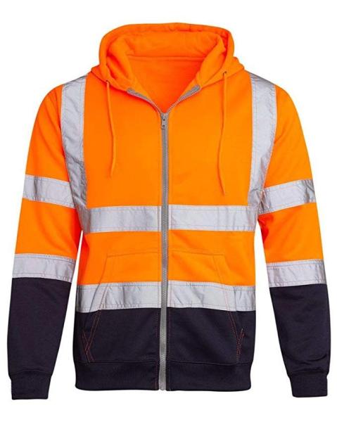 Medium Thickness Reflective Safety Hoodies Hooded Collar Reflective Orange Hoodie