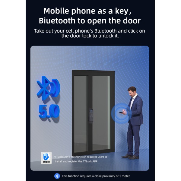 Inteligente Ttlock Smart Door Lock Keyless Wifi Biometric Fingerprint Electric Rim Lock External Anti-theft Bull Head Lock