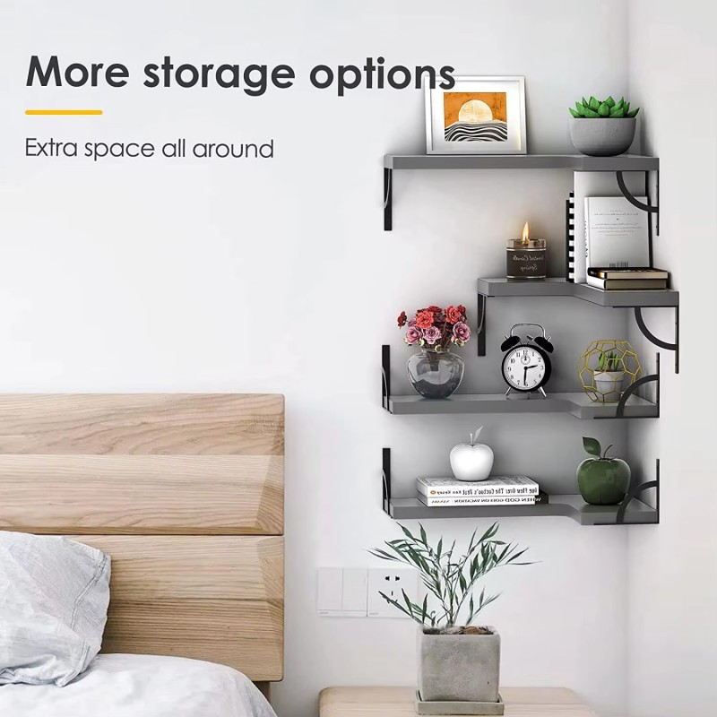Wholesale Popular Home Decor Solid Wood Floating Shelf Wall Mounted Wooden Display Rack for Storage Display