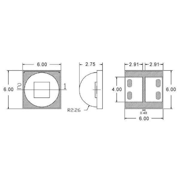 LED SMD 6060 backlight LED diodes chips with ultra wide beam angle of 160degree