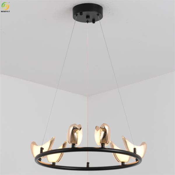 Acrylic Metals Art Baking Paint Gold LED Modern Pendant Light For Home / Hotel