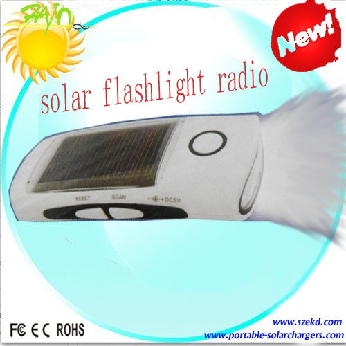 Polymer battery Portable USB Flash Light Solar Charger With solar Flashlight Radio
