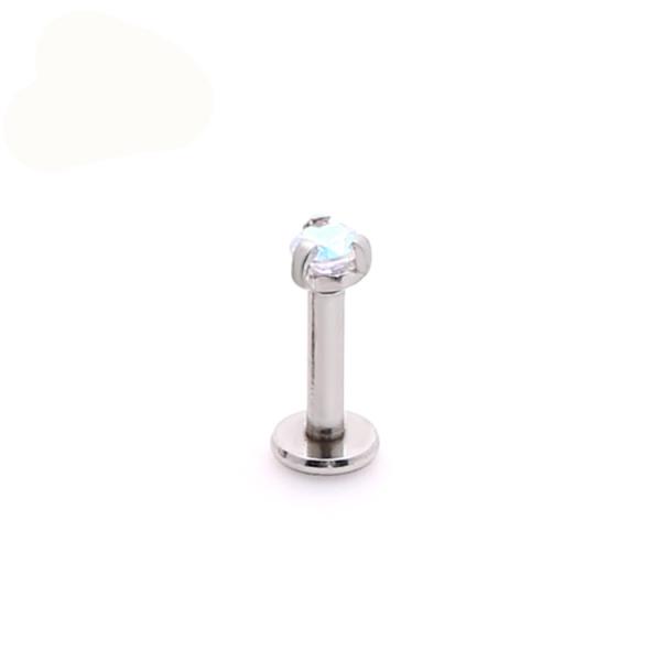 Internally Threaded Labret Piercing Jewelry with Prong Set Gem Top