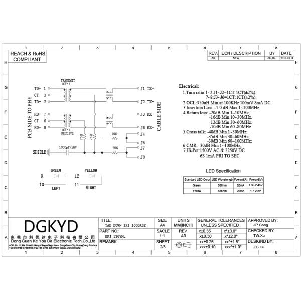 100 НИЗКОПРОБНЫЙ соединитель радиосвязи RJ45 модульный с внутренним OEM трансформатора