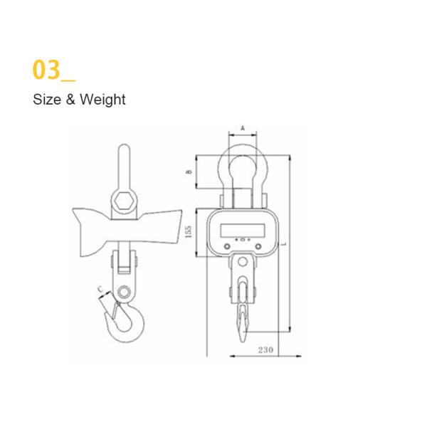 Battery Power Supply Heavy Duty Crane Scale OCS Wireless 10 Ton 15 Ton 20 Ton