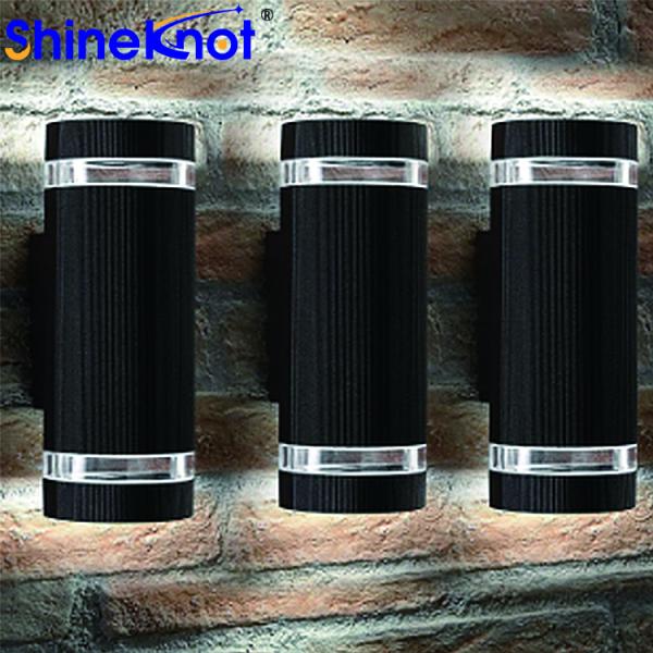 Long Lifespan Modern 12W Black Wall Light With Two Head Transparent Cover By Gu10 Spotlight 2Pcs