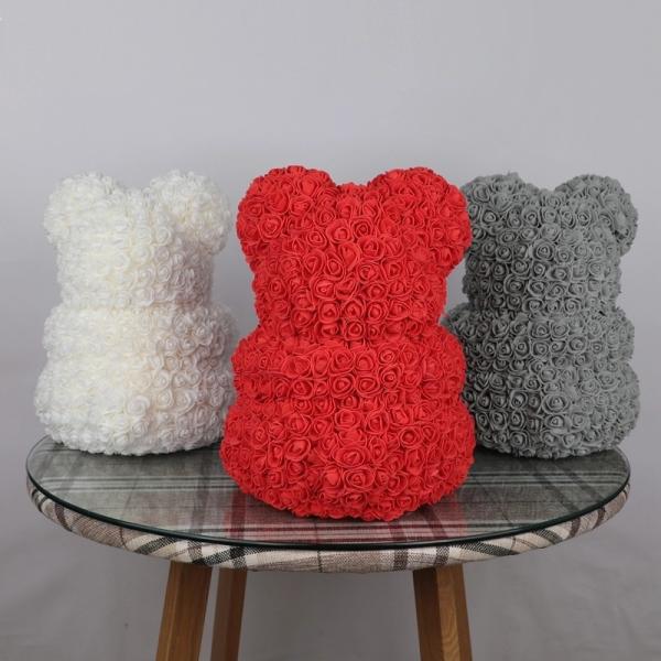 Top sale diy handmade foam rose bear 25 colors styrofoam bear