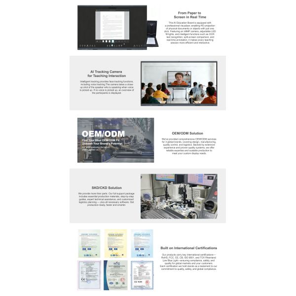 110 Inch AI Education Board with QR Code Scan Note Sharing and Multi-Device Support for Teaching