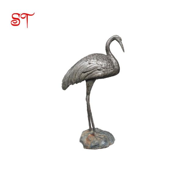 Indoor Grus Leucogeranus Modern Garden White crane Animal Sculpture Copper Metal Sculpture Brown