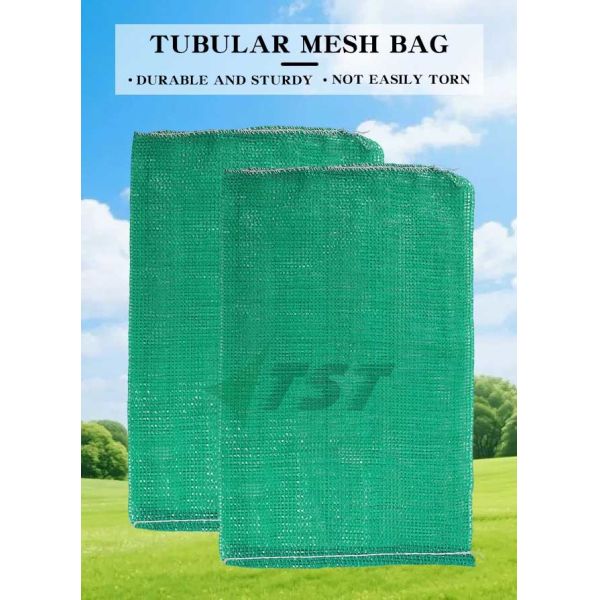Plastic Tubular Leno Green Mesh Bag For Lemon Chili Cucumber