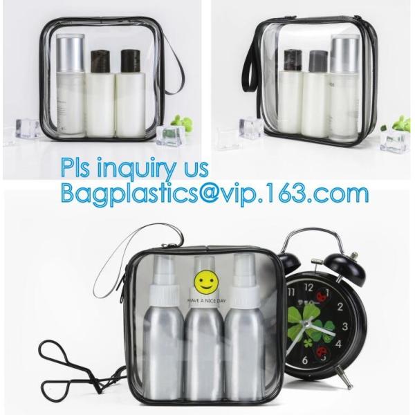 recyclable travel PVC cosmetic bag travel set bag, PVC Zip Lock Plastic Cosmetic Travel Packaging Bag, PVC Zipper Travel