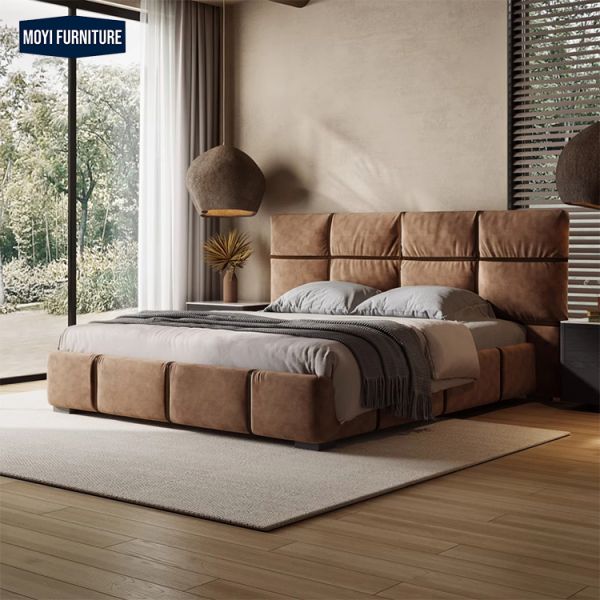 Storage Upholstered Platform Bed Base Modern Linen Fabric Soft Bedroom Furniture Slipcovered Tatami Tuffed Low King Size