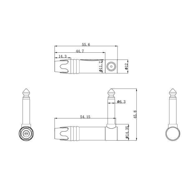 Аудио 6,35 мм Jack Plug Male Connector Электрическая мощность 250 В