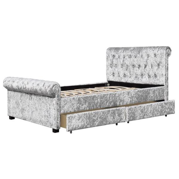 Upholstered Tufted Storage Bed Queen Size European Bedroom Customized